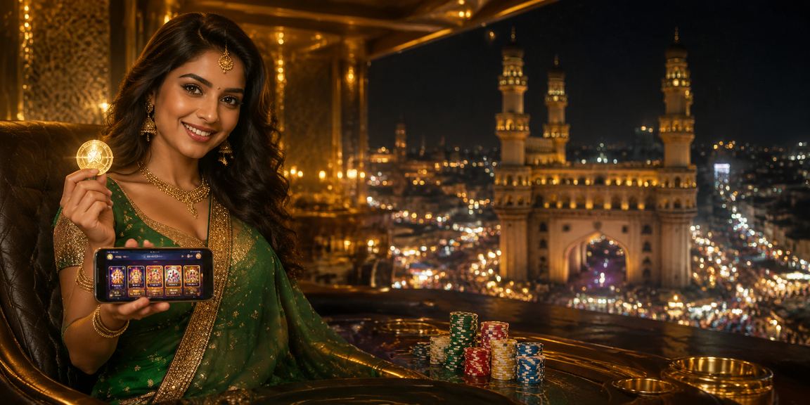User enjoying zx6 mobile casino app near Hyderabad Charminar