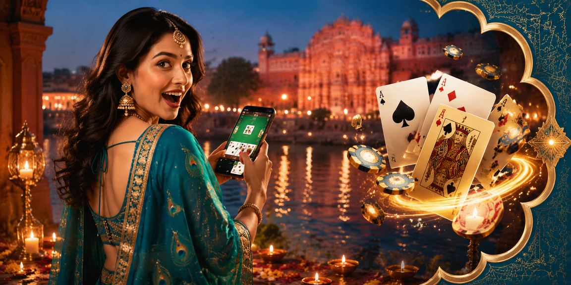 Jaipur street scene with colorful festival and gaming entertainment vibes